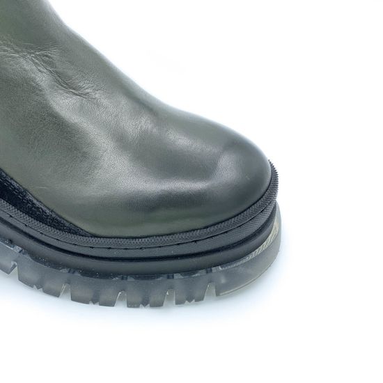 Ботинки челси Mimmu зеленые демисезонные комбинация кожи и замши - фото 6, E442E1 MIM VERDE