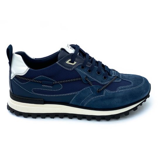 Кроссовки Giampieronicola синие комбинация кожи и нубука - фото 1, 