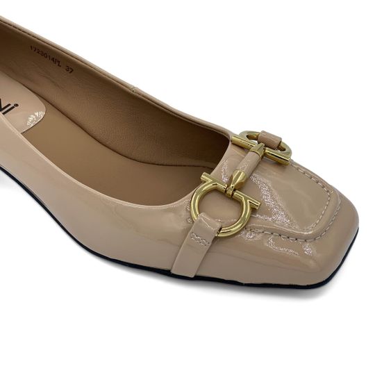 Туфли Tuffoni с перемычкой бежевые кожаные лакированные - фото 6, 1723014PL TUF BEIGE