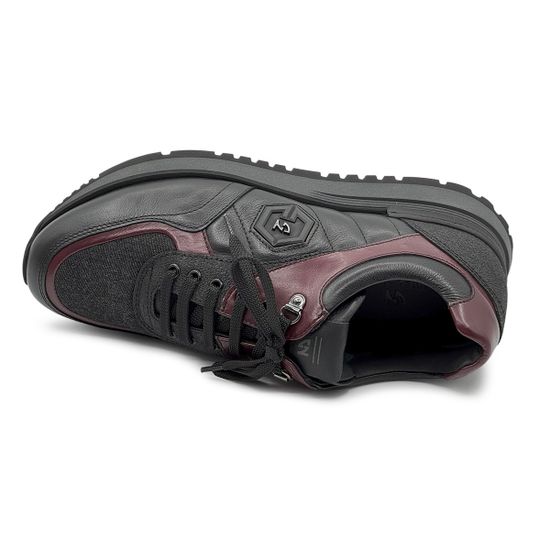 Кроссовки GIAMPIERONICOLA черные/бордовые кожаные демисезонные - фото 5, M393142 GPN NERO/BORDO