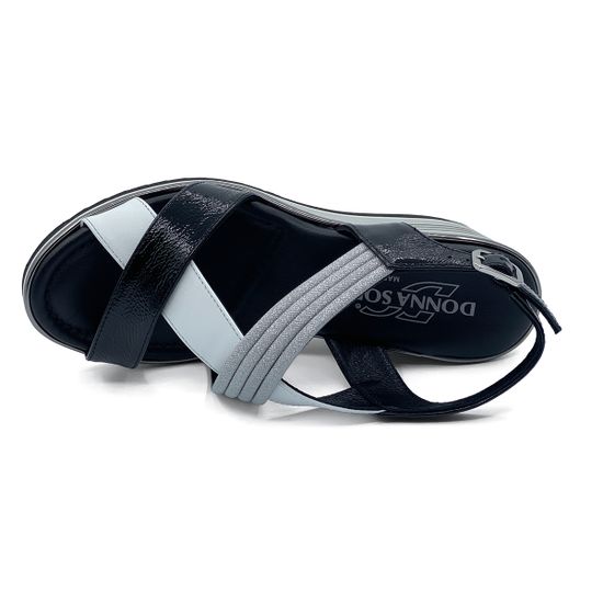 Босоножки Donna Soft комбинация черного лака и белой кожи - фото 5, 