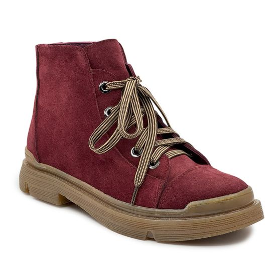 Ботинки CV COVER бордовые замшевые на байке - фото 2, 78231-1 COV