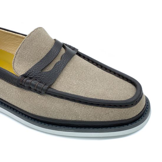 Лоферы Giampieronicola бежево-коричневые комбинация кожи и текстиля - фото 6, R42810 GPN