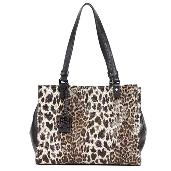 Сумка Ripani черно-коричневая кожаная Леопард - фото 1, 