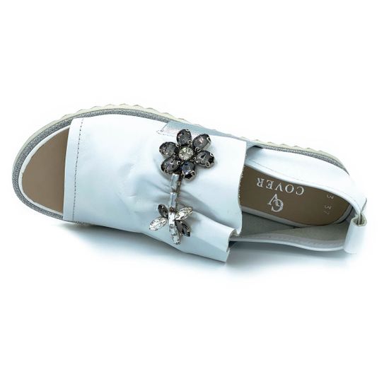 Слипоны Cover белые кожаные с открытым носом - фото 5, 