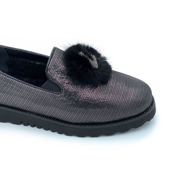 Полуботинки Lab Milano черные кожаные МЕХ - фото 6, 