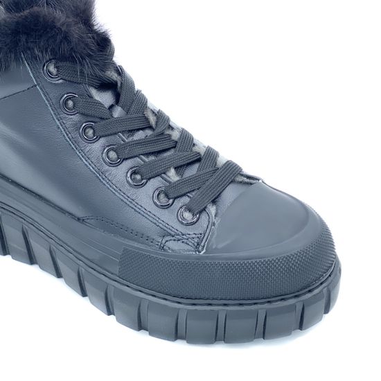 Ботинки Ilasio Renzoni черные кожаные МЕХ - фото 6, 