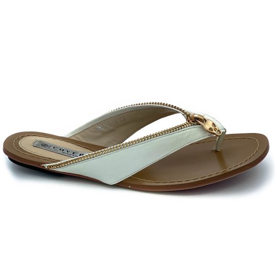 Шлепанцы Cover белые кожаные - фото 1, 