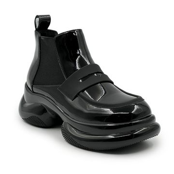 Ботинки TUFFONI черные кожаные лакированные на байке - фото 2, 1124053PB TUF