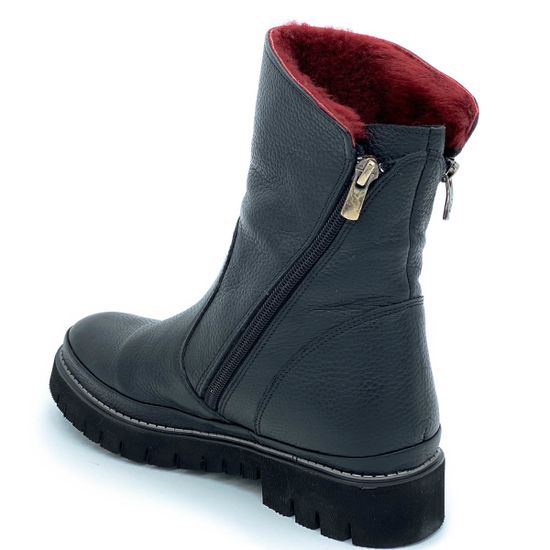 Полусапоги Lab Milano черно-бордовые кожаные МЕХ - фото 3, 