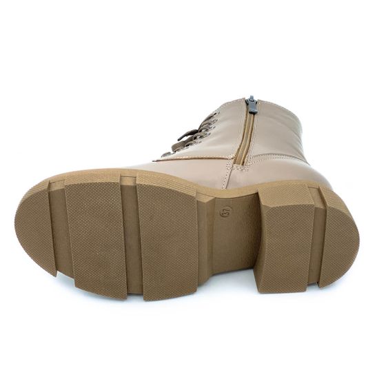 Ботинки Cover бежевые кожаные МЕХ - фото 4, 21077-2 COV NAPPA