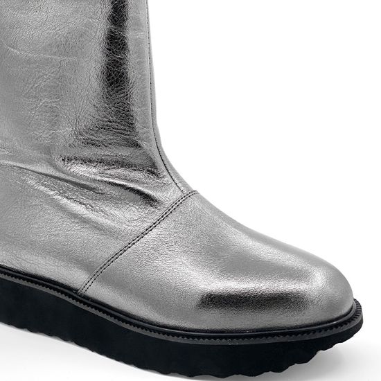 Ботинки Cover платиновые кожаные МЕХ - фото 5, 8085-2 COV