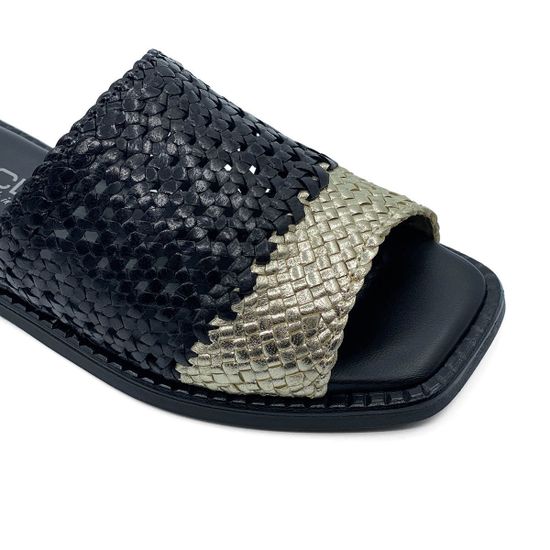 Сабо Donna Soft  кожаные плетеные черно-золотые - фото 6, MOT2233 DS