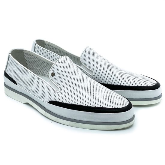 Слипоны Giampieronicola белые кожаные перфорированные - фото 7, 