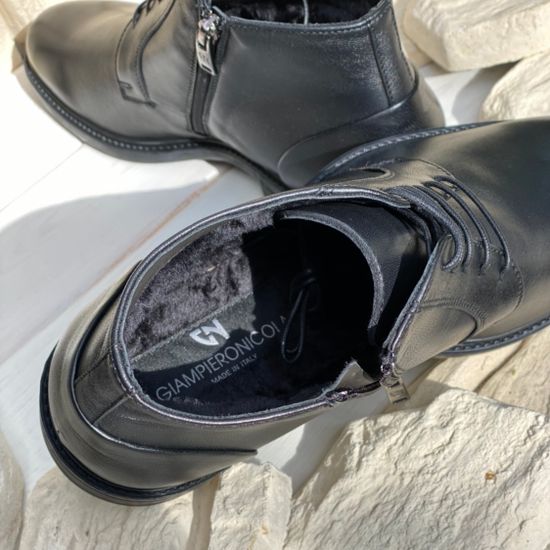 Ботинки Giampieronicola черные кожаные МЕХ - фото 14, 