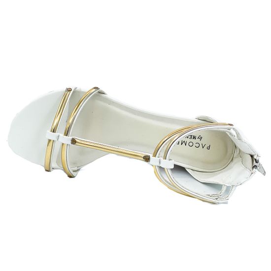Босоножки Pacomena белые с золотом кожаные - фото 4, 6417 PAC BIANCO