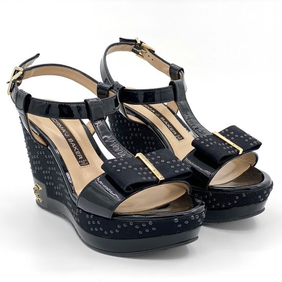 Босоножки Norma J. Baker лак/замша черные - фото 2, 