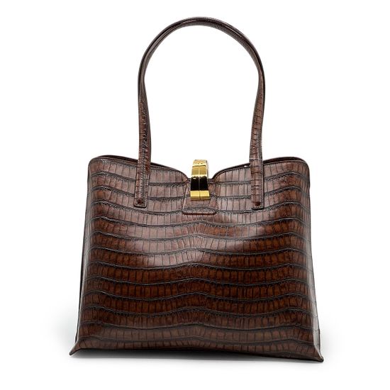 Сумка Valentino Orlandi коричневая кожаная крокодил - фото 3, 7603 VO MORO
