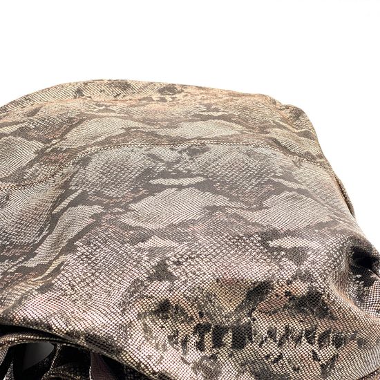 Сумка Di Gregorio коричнево-серебряная кожаная тиснение под питона - фото 5, 