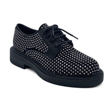 Полуботинки Mimmu черные замшевые демисезонные клепки метал - фото 2, F303M24 MIM MET851