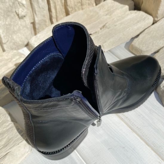 Ботинки Donna Soft черные кожаные МЕХ - фото 14, 