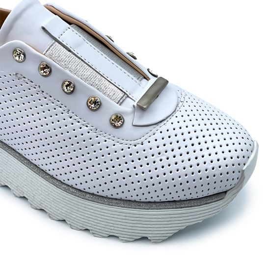 Кеды Lab Milano белые кожаные с перфорацией - фото 6, 