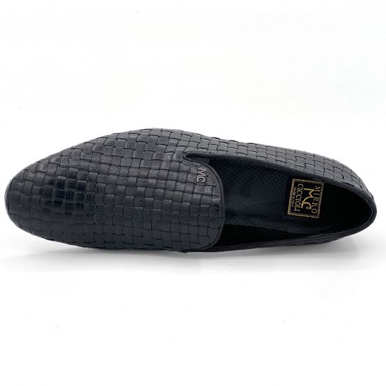 Лоферы Mirko Ciccioli кожаные плетеные черные - фото 5, 