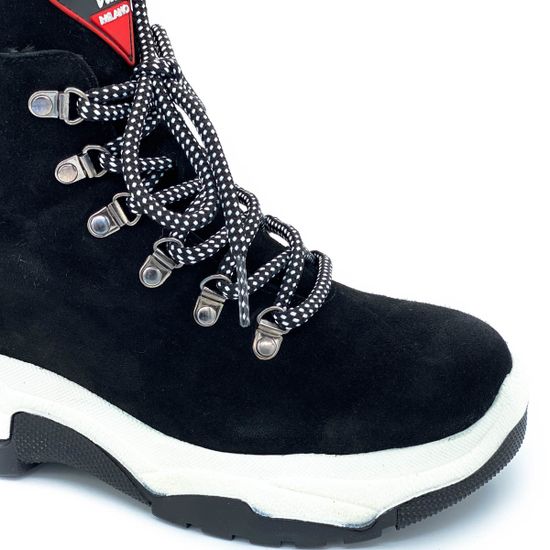 Ботинки Lab Milano черные замшевые МЕХ - фото 5, C20031 LAB