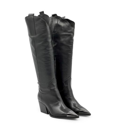 Сапоги казаки MIMMU черные кожаные демисезонные - фото 8, M855M2 MIM NERO