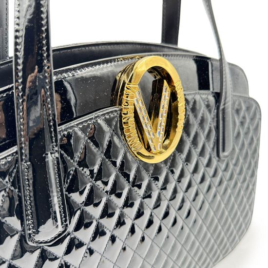 Сумка Valentino Orlandi черная из ламинированной кожи - фото 4, 7217 VO NERO