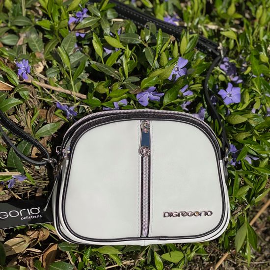 Сумочка Di Gregorio кросс-боди бело-черная кожаная маленькая - фото 7, 8829 DG BIANCO