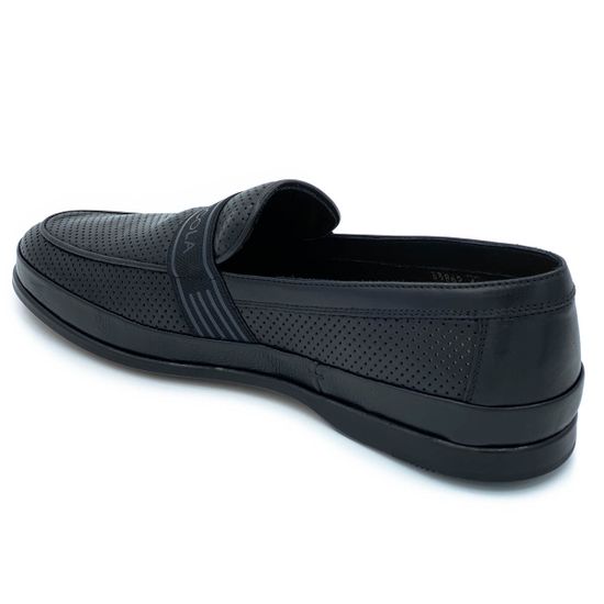 Слипоны Giampieronicola черные кожаные со сквозной перфорацией - фото 3, 