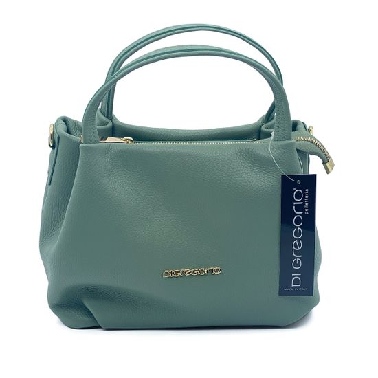 Сумка Di Gregorio светло-зеленая кожаная с кошельком - фото 1, 
