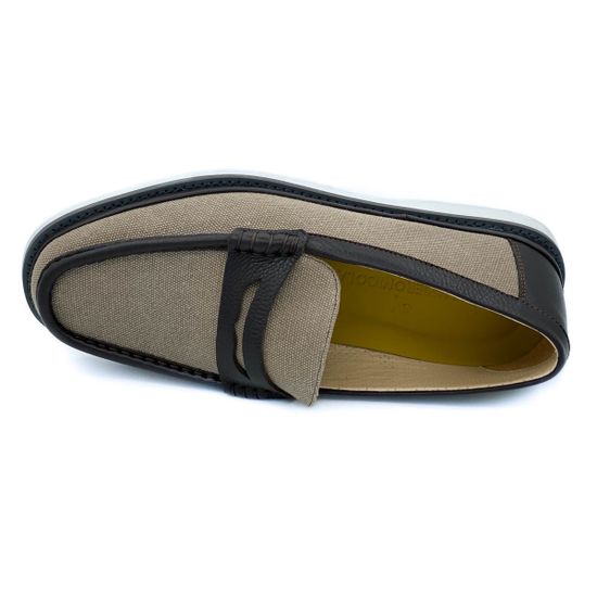 Лоферы Giampieronicola бежево-коричневые комбинация кожи и текстиля - фото 5, R42810 GPN