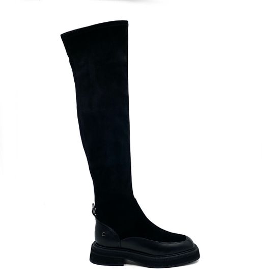 Ботфорты стрейч Tuffoni черные замша/кожа на меху - фото 1, 1723020VE TUF