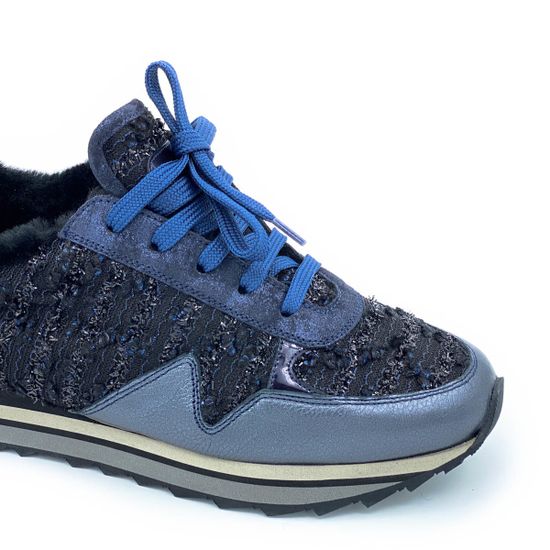 Сникерсы Pertini синие МЕХ комбинация замши и кожи - фото 6, 182W15412D4 PRT