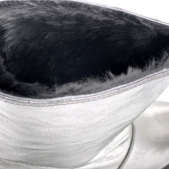 Ботинки Cover платиновые кожаные МЕХ - фото 6, 8085-2 COV