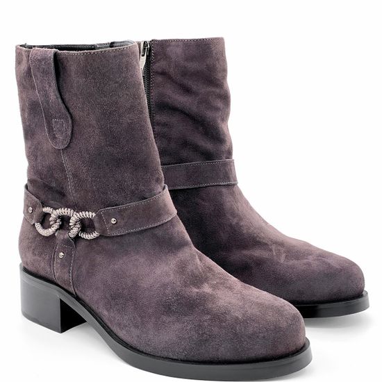 Ботинки Cover серые замшевые МЕХ - фото 7, 63696-2 COV