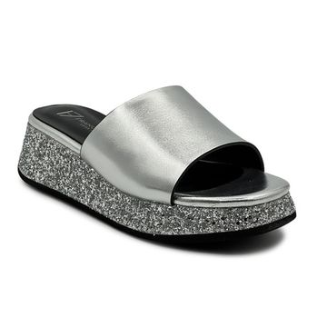 Шлепанцы Francesco V серебристые кожаные со стразами - фото 2, T118 FV ARGENTO