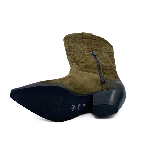 Полусапоги Казаки MIMMU замшевые демисезонные зеленые - фото 4, F739M1 MIM MILITARY