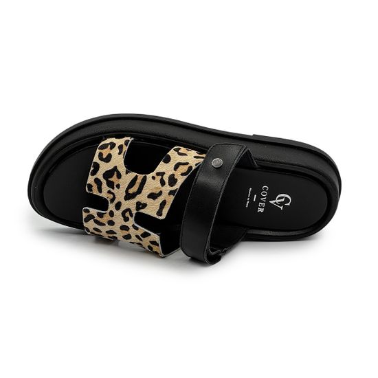 Сабо женские CVCOVER бежевые кожаные принт &quot;леопард&quot; - фото 5, 1623-28 COV LEO BEIGE