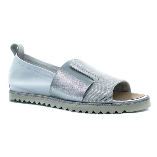 Слипоны Cover серебряные кожаные с открытым носом - фото 2, 