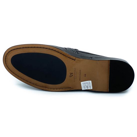 Слипоны Giampieronicola черные кожаные со сквозной перфорацией - фото 4, 