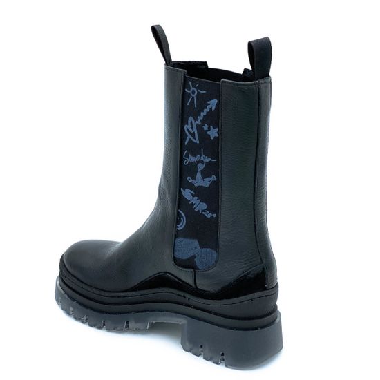 Ботинки челси Mimmu черные демисезонные комбинация кожи и замши - фото 3, E442E1 MIM NERO