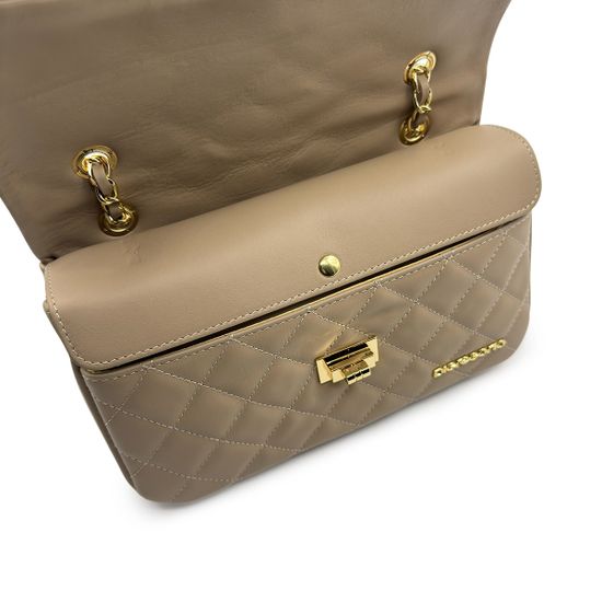 Сумка Di Gregorio бежевая кожаная стеганная - фото 5, 9175 DG BEIGE