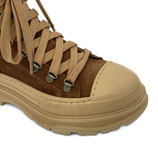 Ботинки Mimmu коричневые замшевые Байка - фото 6, D144M6 MIM FOX