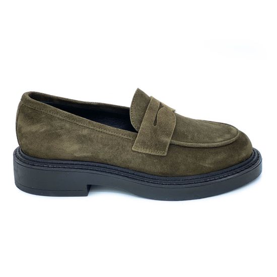 Лоферы Mimmu зеленые замшевые демисезонные - фото 1, F303M5 MIM VERDE